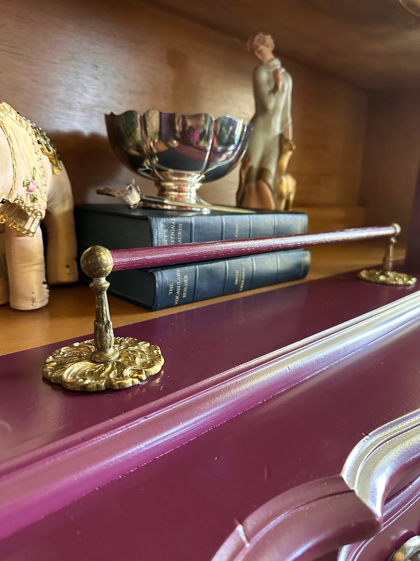 Blackberry Enamel Hutch — 1960s Vintage Storage Cabinet, Custom  Refinished (75H × 60W × 18D)