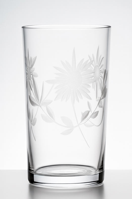 Vintage etched shot glass with frosted floral design mid century modern 
