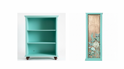 The Laurentine Bookshelf: Florentine-Inspired Statement Case with Copper Leaf and Botanicals