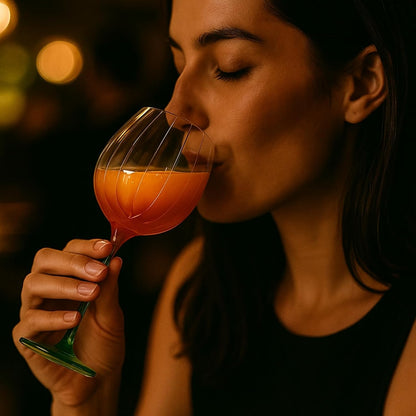 Pumpkin Wine Glasses Set of 2 | Fall Borosilicate Stemware Orange & Green | Khen