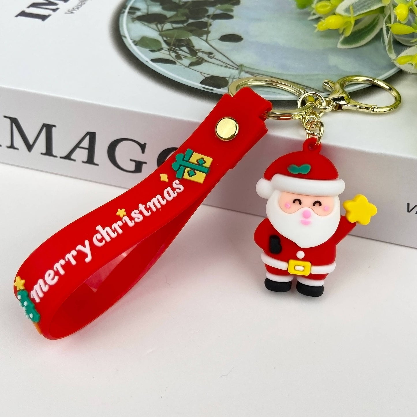 Christmas Keychain Set - Santa & Snowman PVC Charms | Holiday Gift