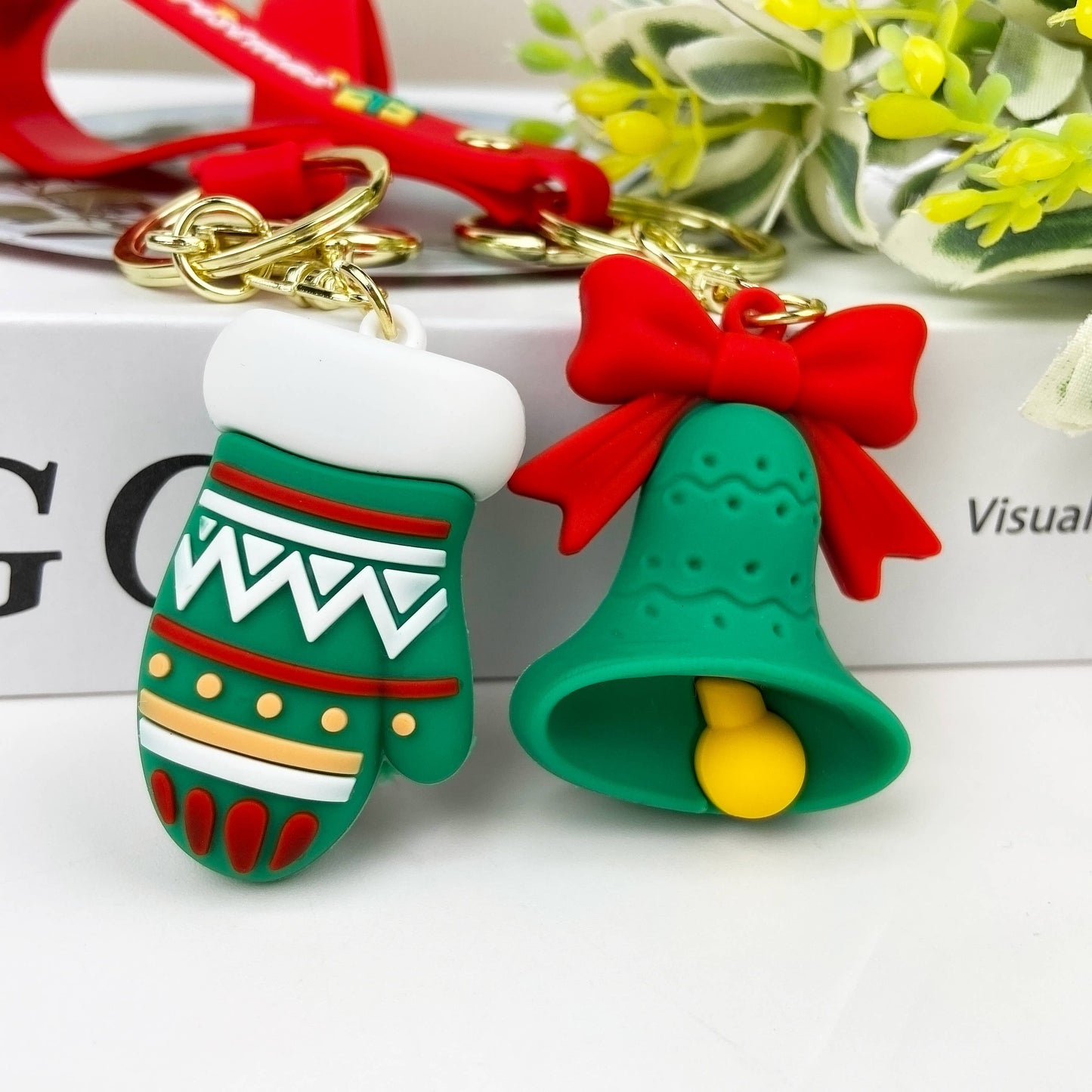 Christmas Keychain Set - Santa & Elk PVC Charms | Holiday Gift