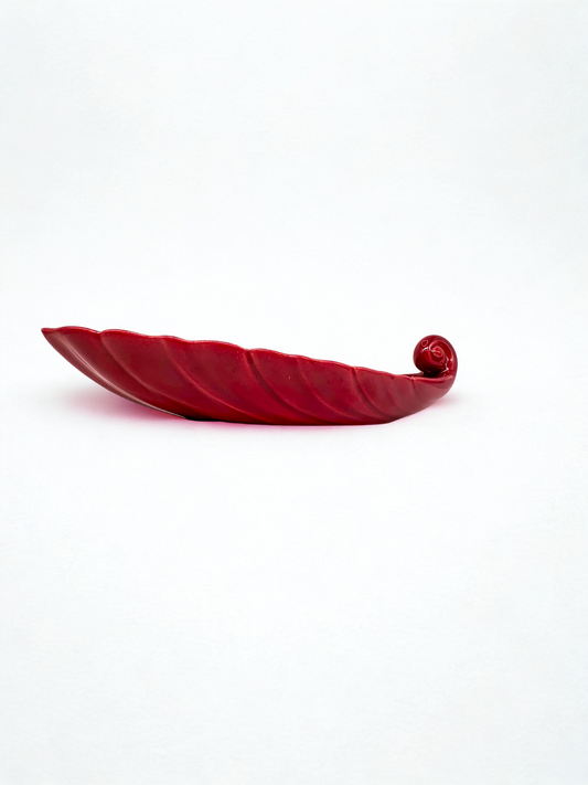 Vintage Red Ceramic Leaf Dish