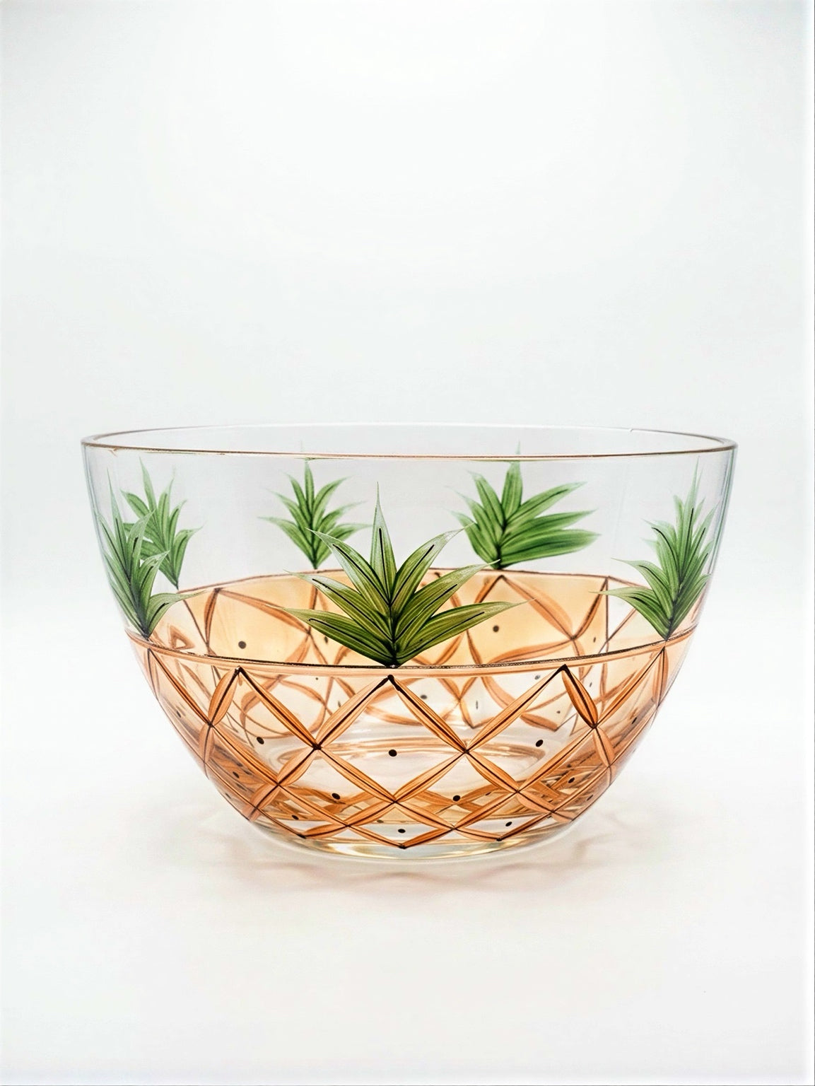 Vintage Romanian Hand-Blown Crystal Pineapple Bowl – Gold-Trimmed Art Glass