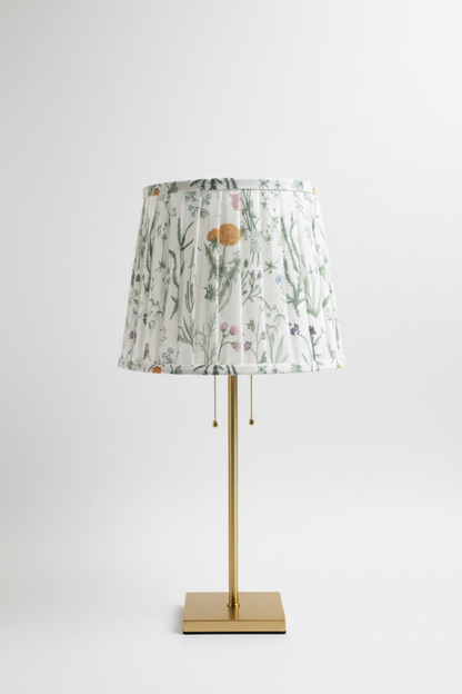 Pleated Floral Fabric Lampshade - Cylindrical Botanical Print Shade