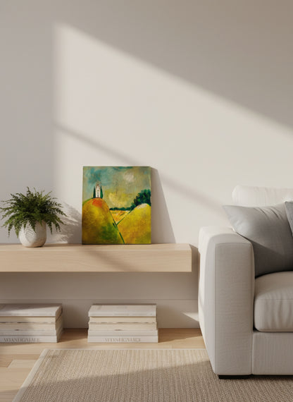 “Where the Day Pauses”– Original Painting on Wood | 12.25”H × 10.75”W