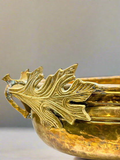 Golden Whimsy: Brass Bowl with Leaf Handles