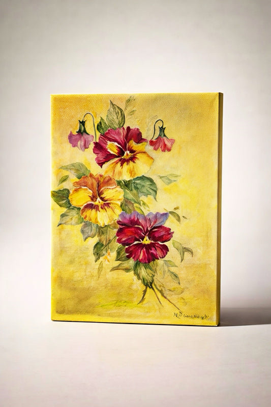 Golden Bloom Study – 8×6 Floral Painting on Canvas Board | Botanical Art for Home Decor
