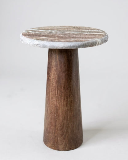 Stone & Mango Wood Accent Table – 24” Tall