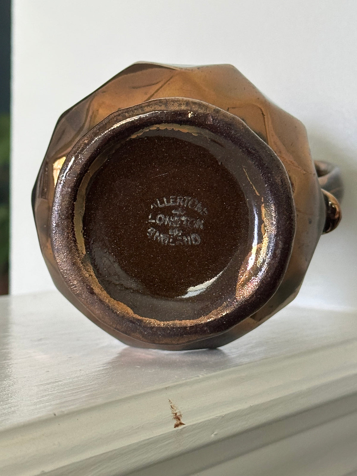 Antique Allertons English Copper Lustre Pitcher — Hand-Painted Bird & Floral Enamel (c. 1890s)