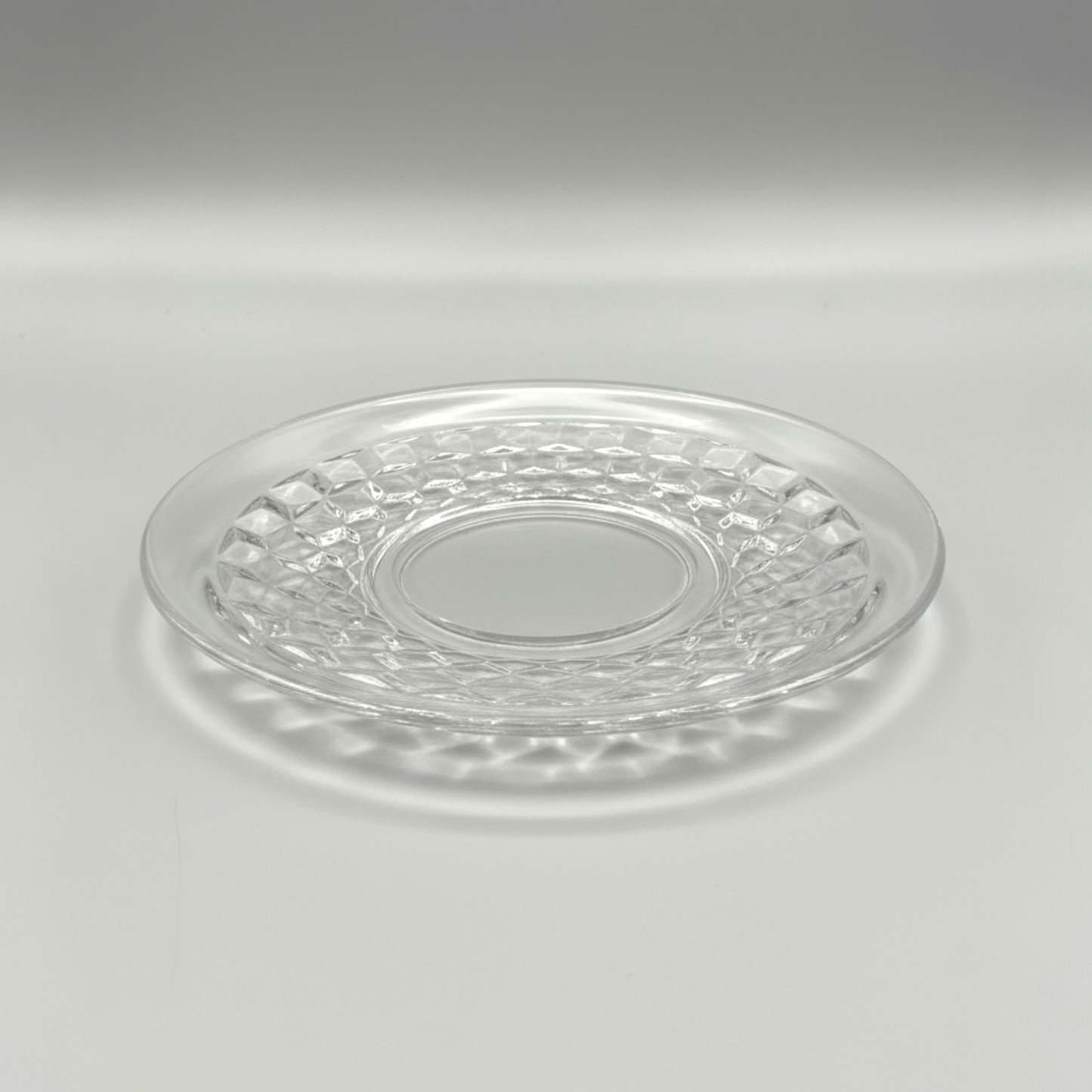 Anchor Hocking Wexford Glass Teacup & Saucer Sets – Vintage Diamond Elegance