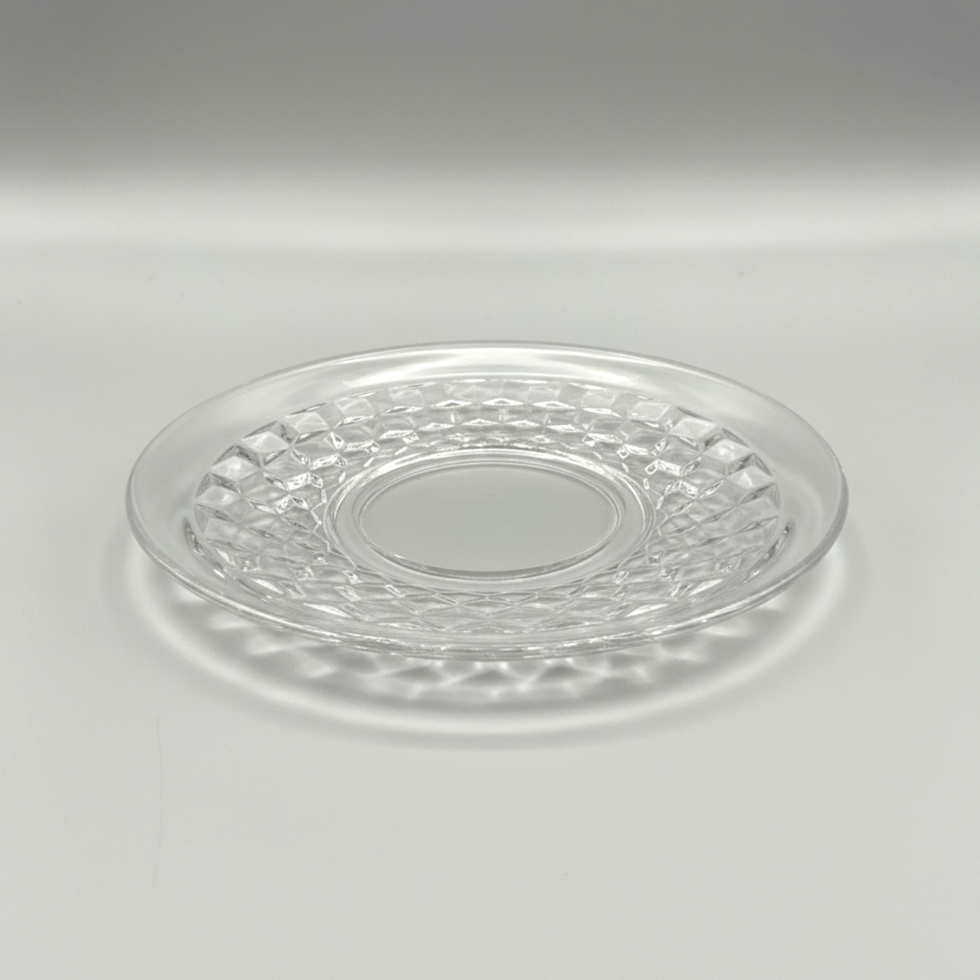 Anchor Hocking Wexford Glass Teacup & Saucer Sets – Vintage Diamond Elegance