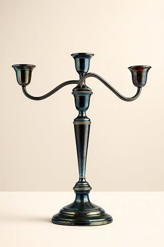 Antique Silver Three-Arm Candelabra