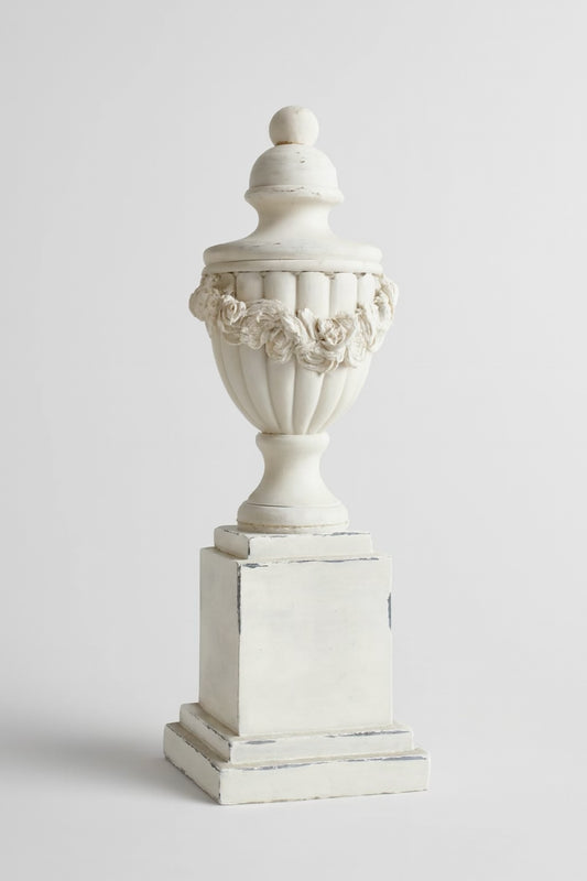 Decorative Coastal Pedestal Finial with Seashell Appliqué
