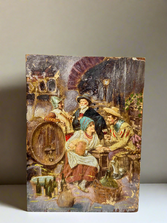 “Tavern Whispers” – Antique European Genre Painting