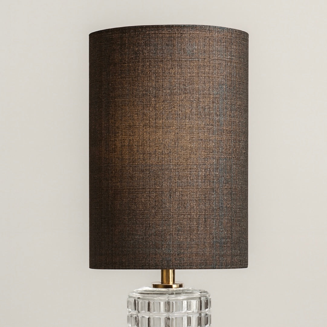 Vintage Black & Gold Grid Glass Table Lamp | Mid-Century Modern Lighting | Elegant Accent Lamp