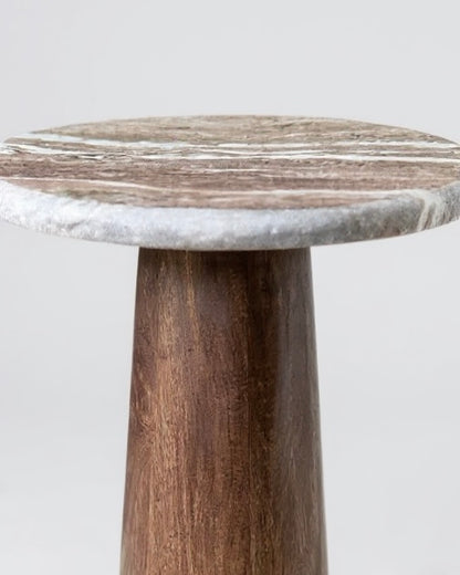 Stone & Mango Wood Accent Table – 24” Tall
