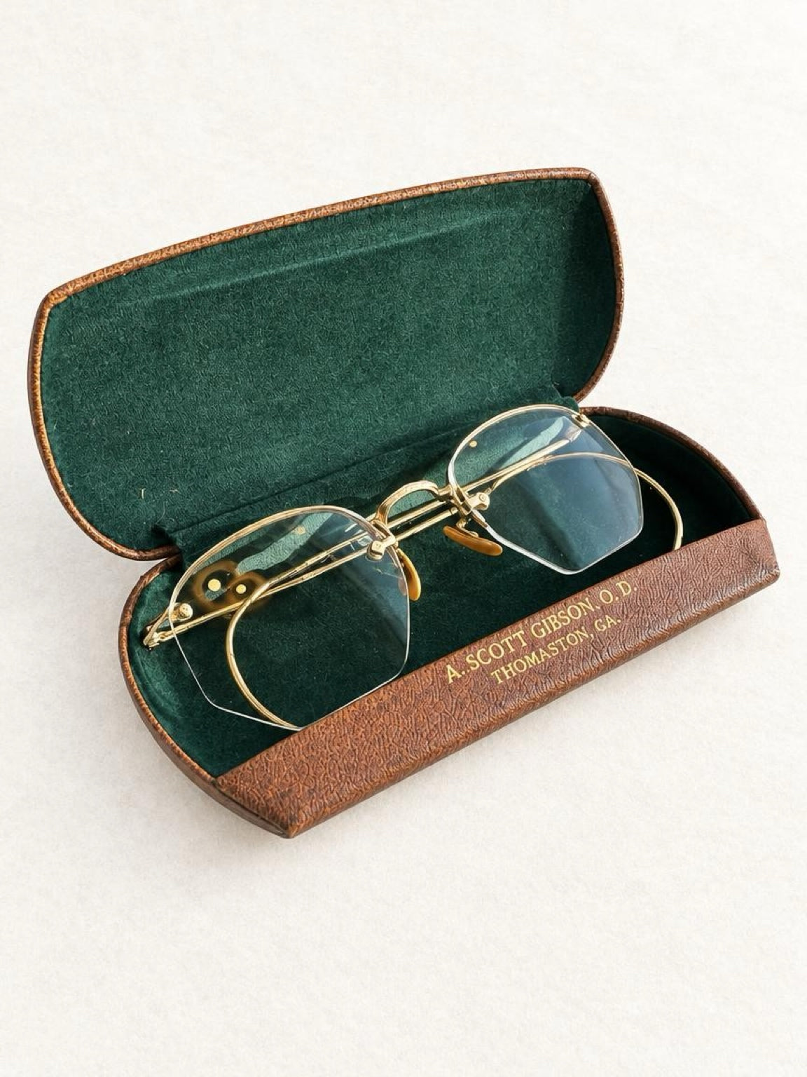 Vintage American Optical 12K Gold-Filled Rimless Eyeglasses with Case & Cloth