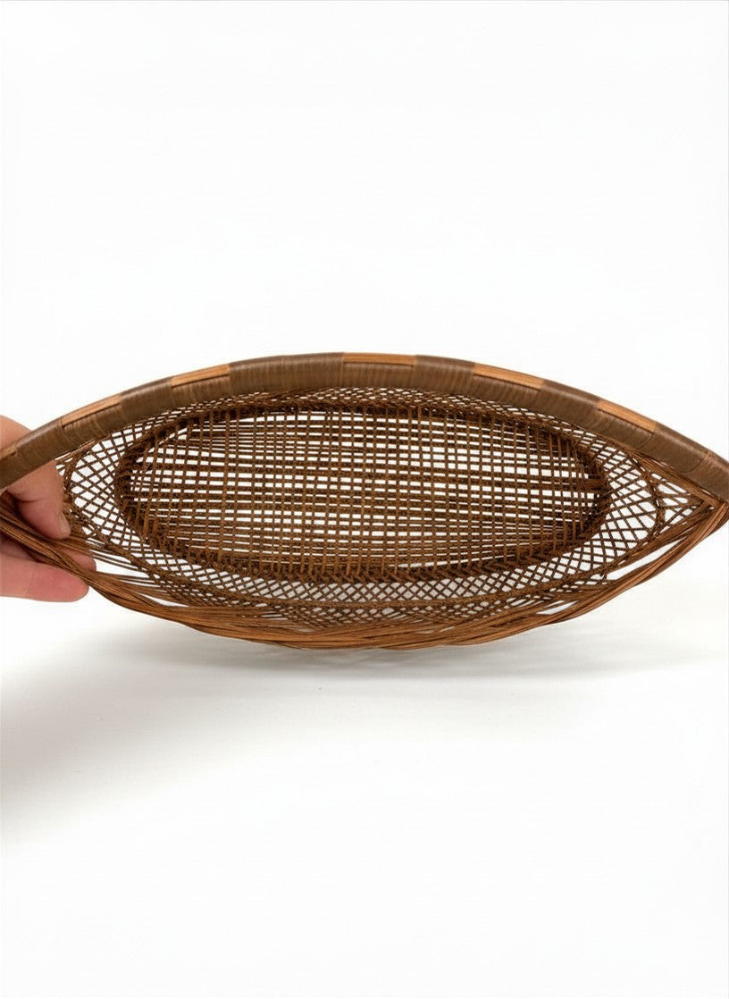 Vintage Japanese Bamboo Hanakago Boat Basket