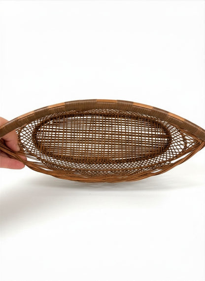 Vintage Japanese Bamboo Hanakago Boat Basket
