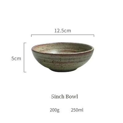 Handmade Japanese Stoneware Dinnerware Set - Artisan Round Plates & Bowls