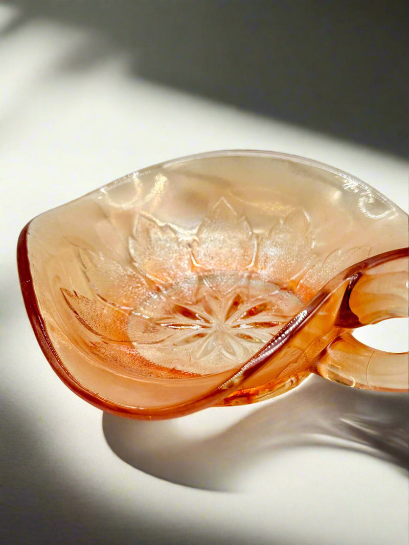 Vintage Amberina Glass Bonbon Dish — Hand-Blown Art Glass Candy Dish