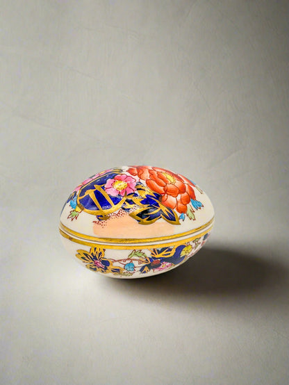 Vintage Mason’s England Hand-Painted Floral Porcelain Egg
