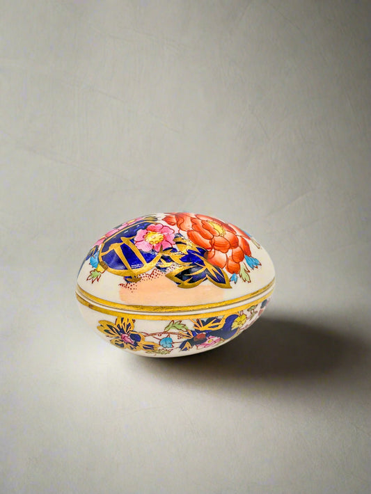 Vintage Mason’s England Hand-Painted Floral Porcelain Egg