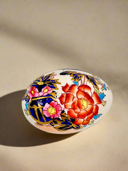 Vintage Mason’s England Hand-Painted Floral Porcelain Egg