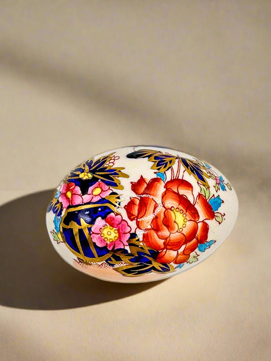 Vintage Mason’s England Hand-Painted Floral Porcelain Egg