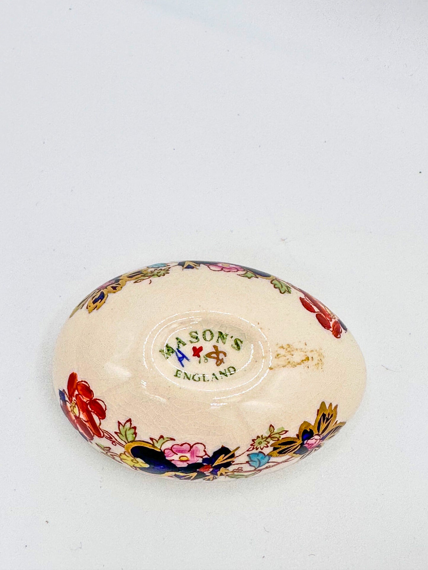 Vintage Mason’s England Hand-Painted Floral Porcelain Egg