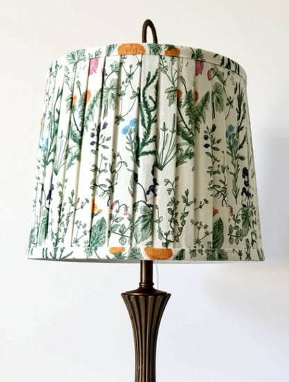 Vintage Lamp - Metal Base + Floral Fabric Shade