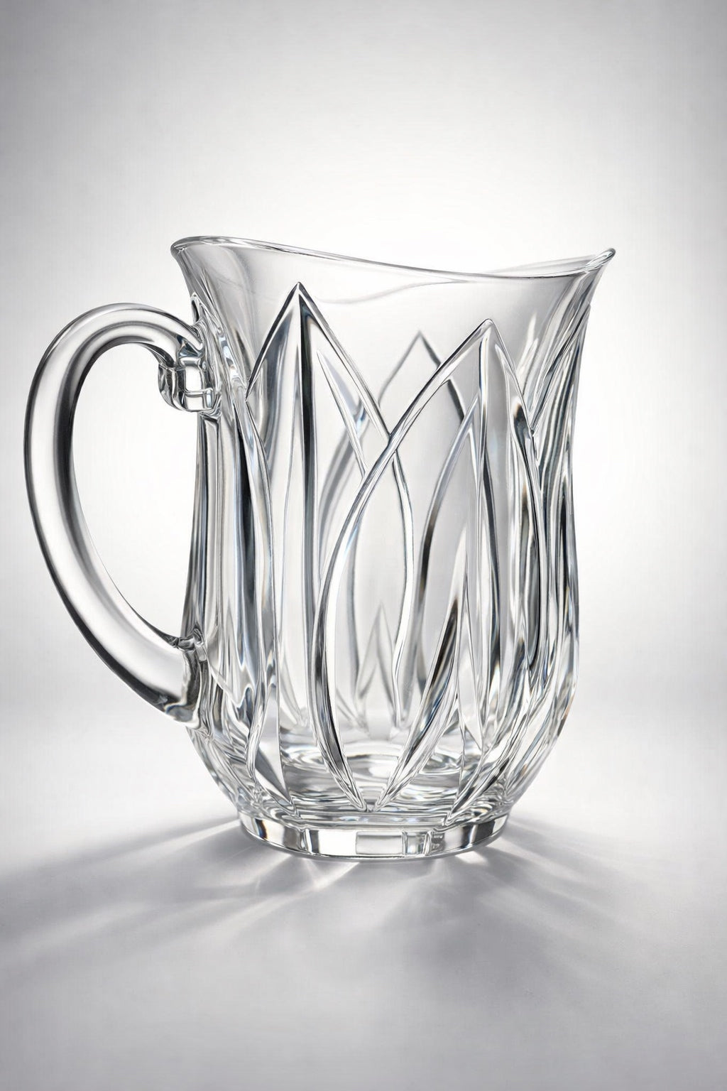 Vintage Cristal d'Arques "Pompano" Glass Pitcher | Pressed Glass Tulip Pattern | Made in France