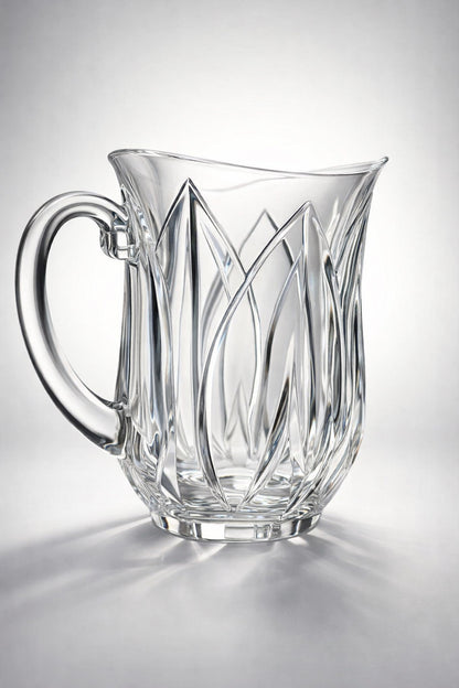Vintage Cristal d'Arques "Pompano" Glass Pitcher | Pressed Glass Tulip Pattern | Made in France