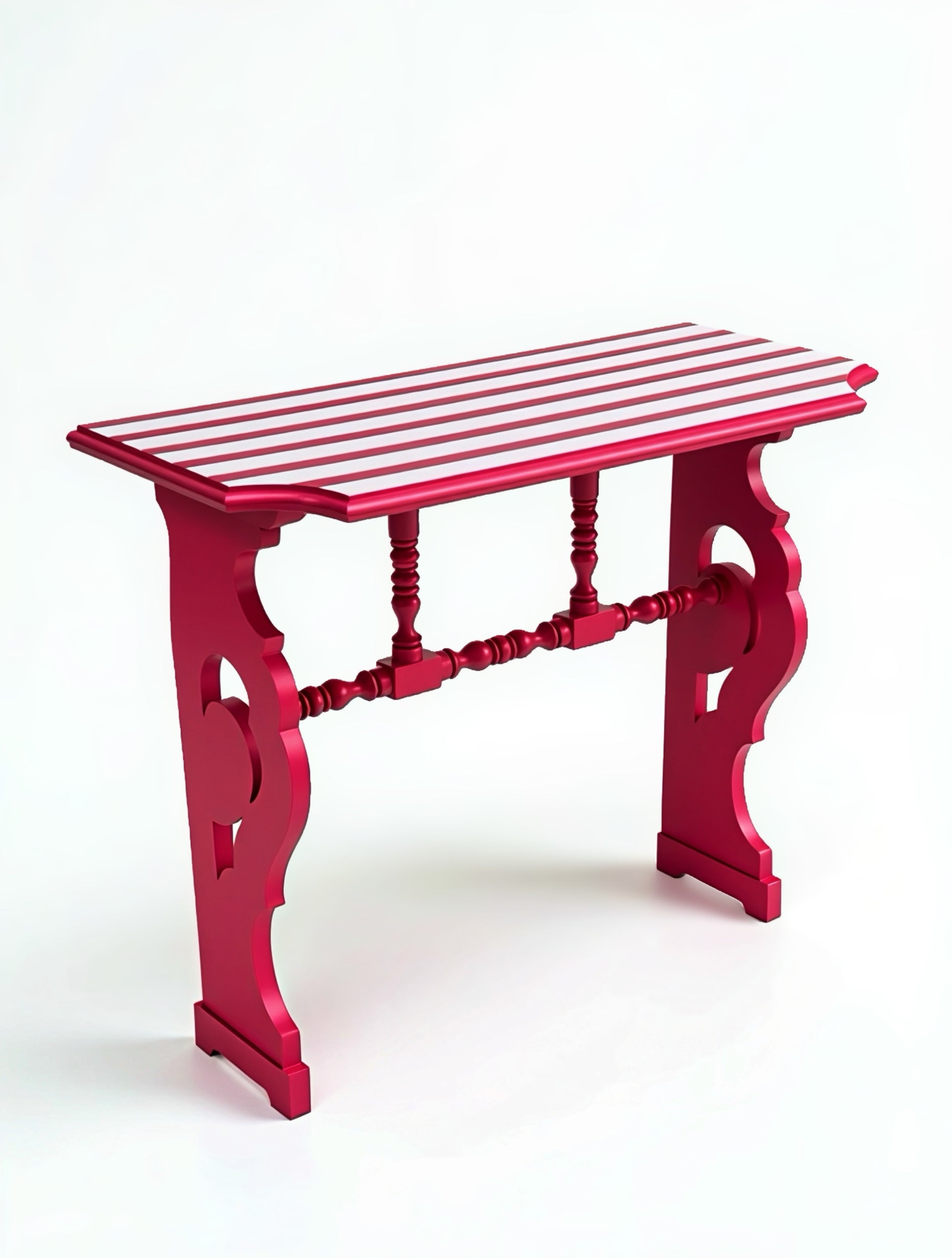 Pink console table on a white background