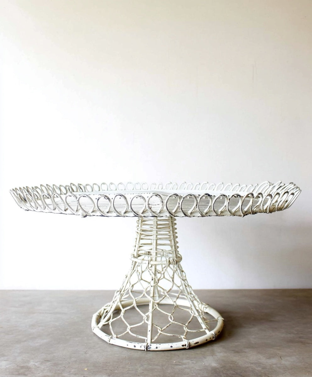 White Wire Pedestal Stand – Vintage Lattice Display – The Marian Collection