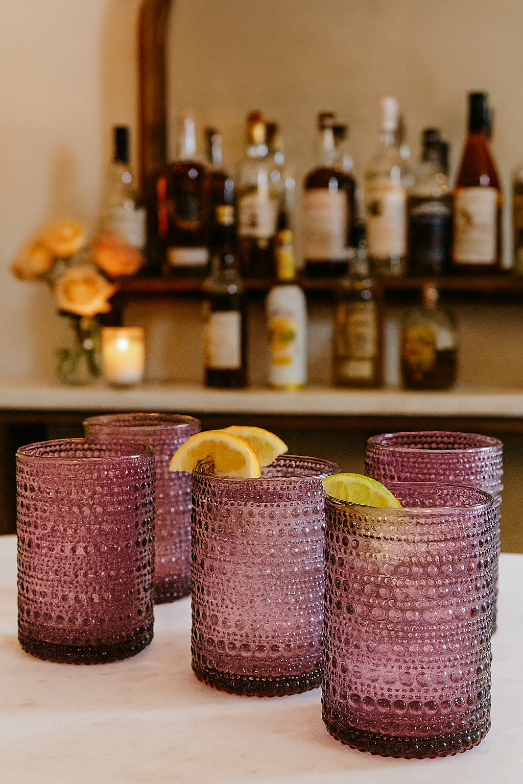 Purple Textured Drinking Glasses Set of 4 - Halo Bubble Glass Coolers ...