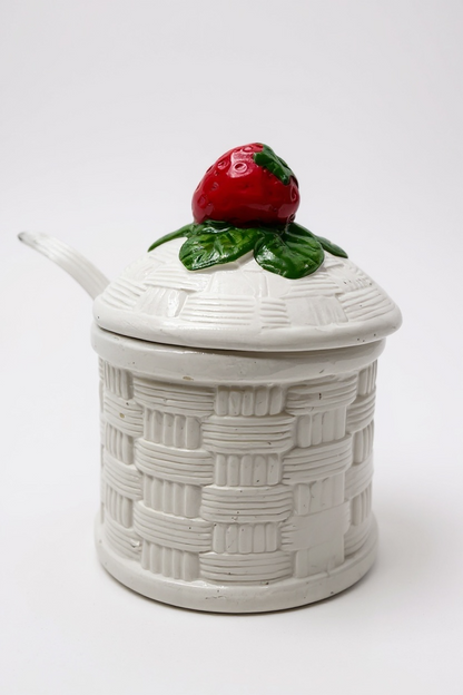 Vintage Ceramic Jam Jar Set – Strawberry & Blackberry Motif