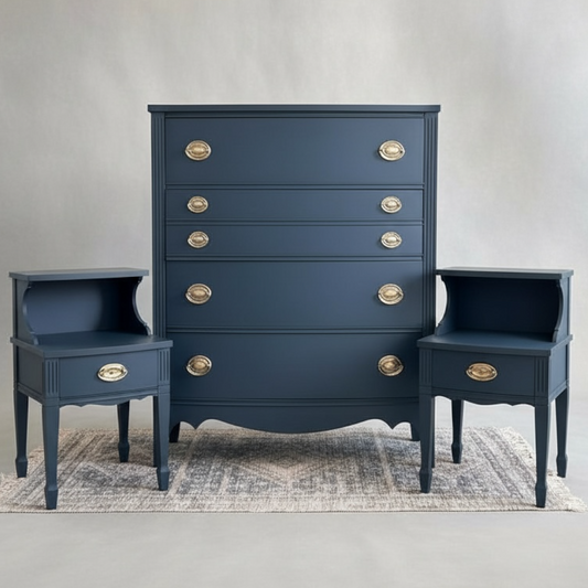Sea Serpent Elegance: Refinished 1960s Dixie Bedroom Set | Jacksonville Vintage Furniture