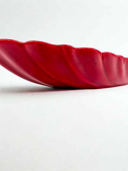 Vintage Red Ceramic Leaf Dish