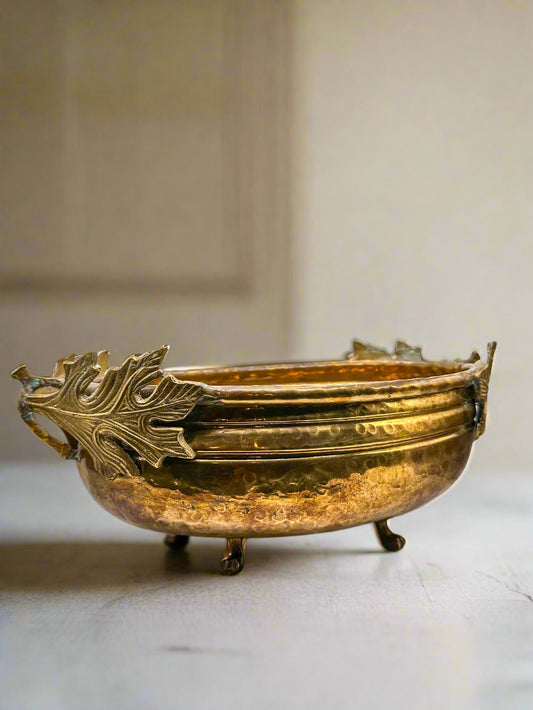 Golden Whimsy: Brass Bowl with Leaf Handles
