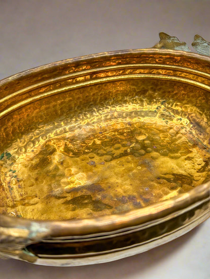 Golden Whimsy: Brass Bowl with Leaf Handles