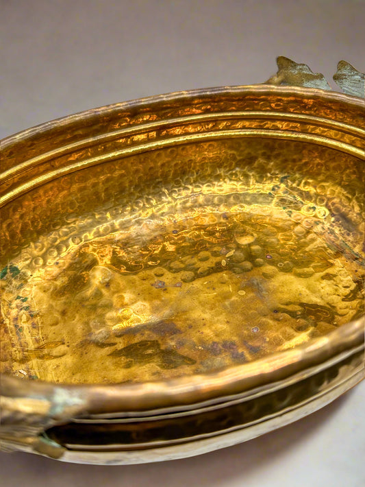 Golden Whimsy: Brass Bowl with Leaf Handles