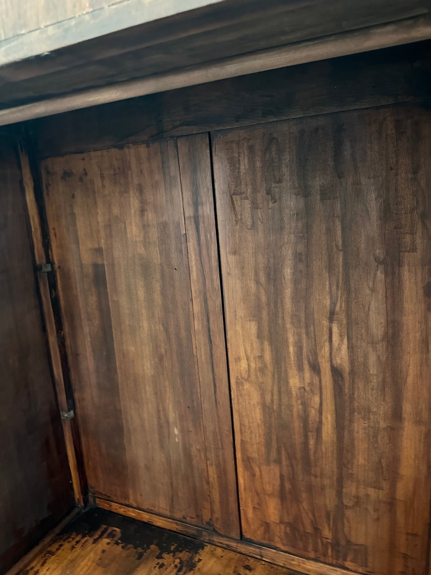 Antique Wardrobe Armoire — Early 20th Century Transitional, Tudor Revival Detail, Restored