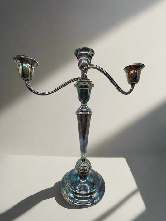 Antique Silver Three-Arm Candelabra