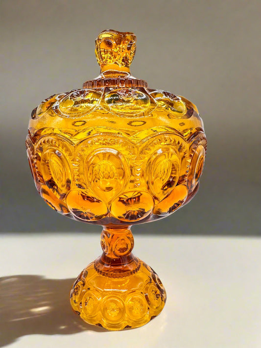 Vintage Indiana Glass Amber Candy Dish