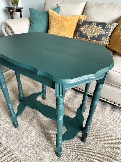 Refinished Dark Green Accent Table
