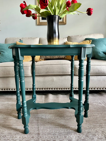 Refinished Dark Green Accent Table