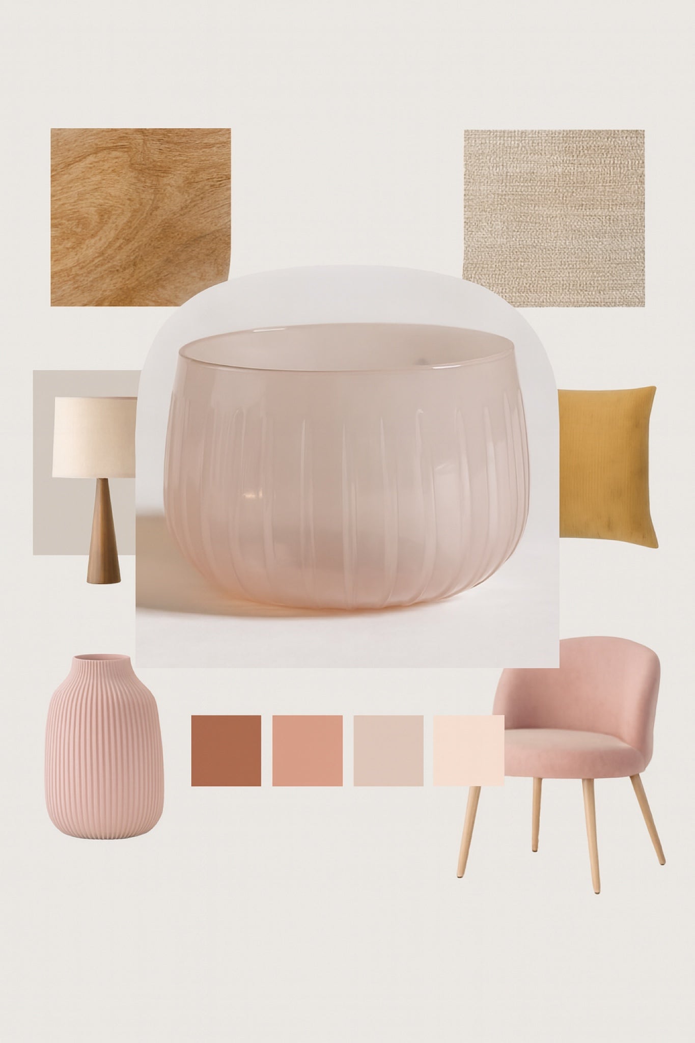 Blush Ripple Bowl – Soft Light, Sculptural Form