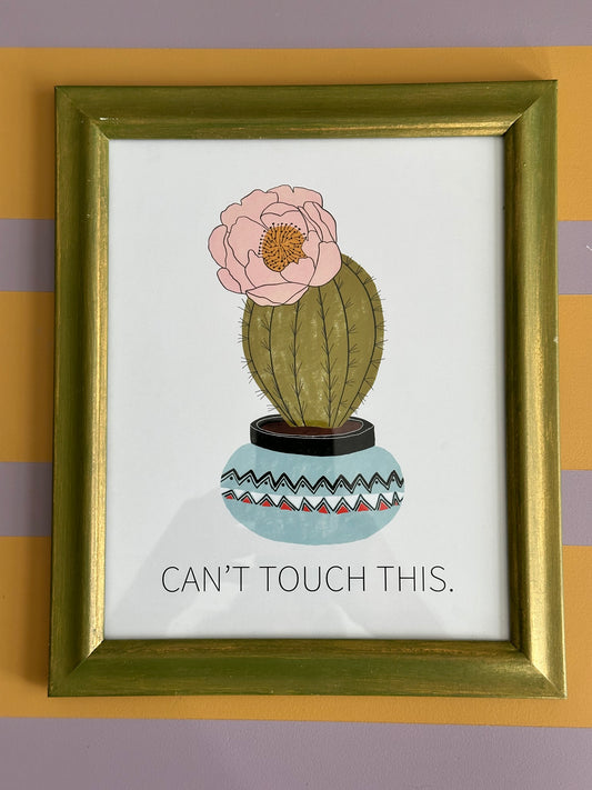 Can't Touch This Cactus Art Print in Custom Green Frame - 8x10